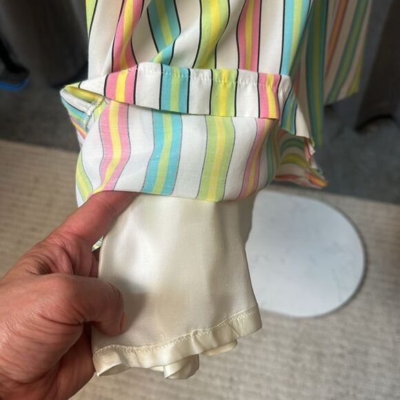 Authentic Versace Candy Stripe Dress Pastel Multicolor Fit & Flare Sz 24 IT 38 - Picture 8 of 8